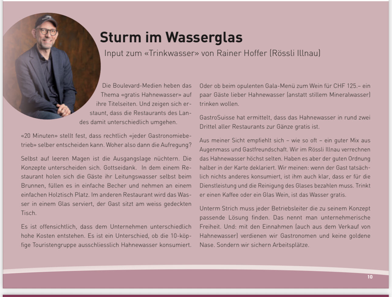 „Sturm im Wasserglas“, Kolumne von Rainer Hoffer