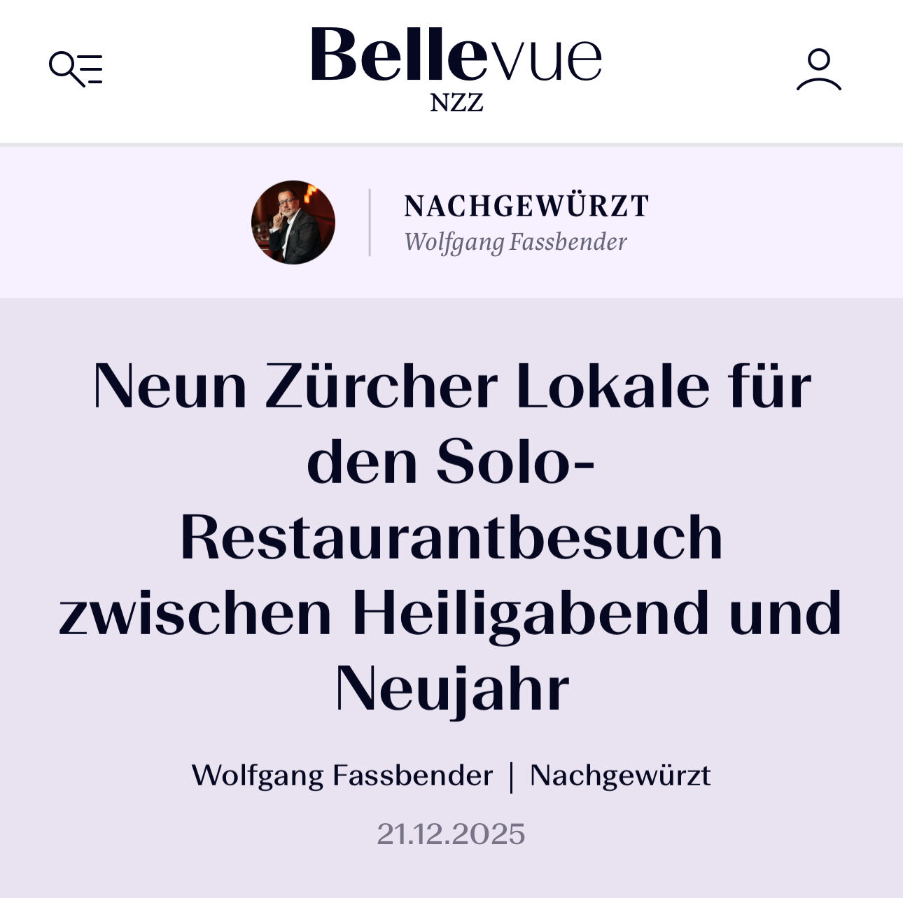 „9 Zürcher Lokale für den Solo-Restaurantbesuch“