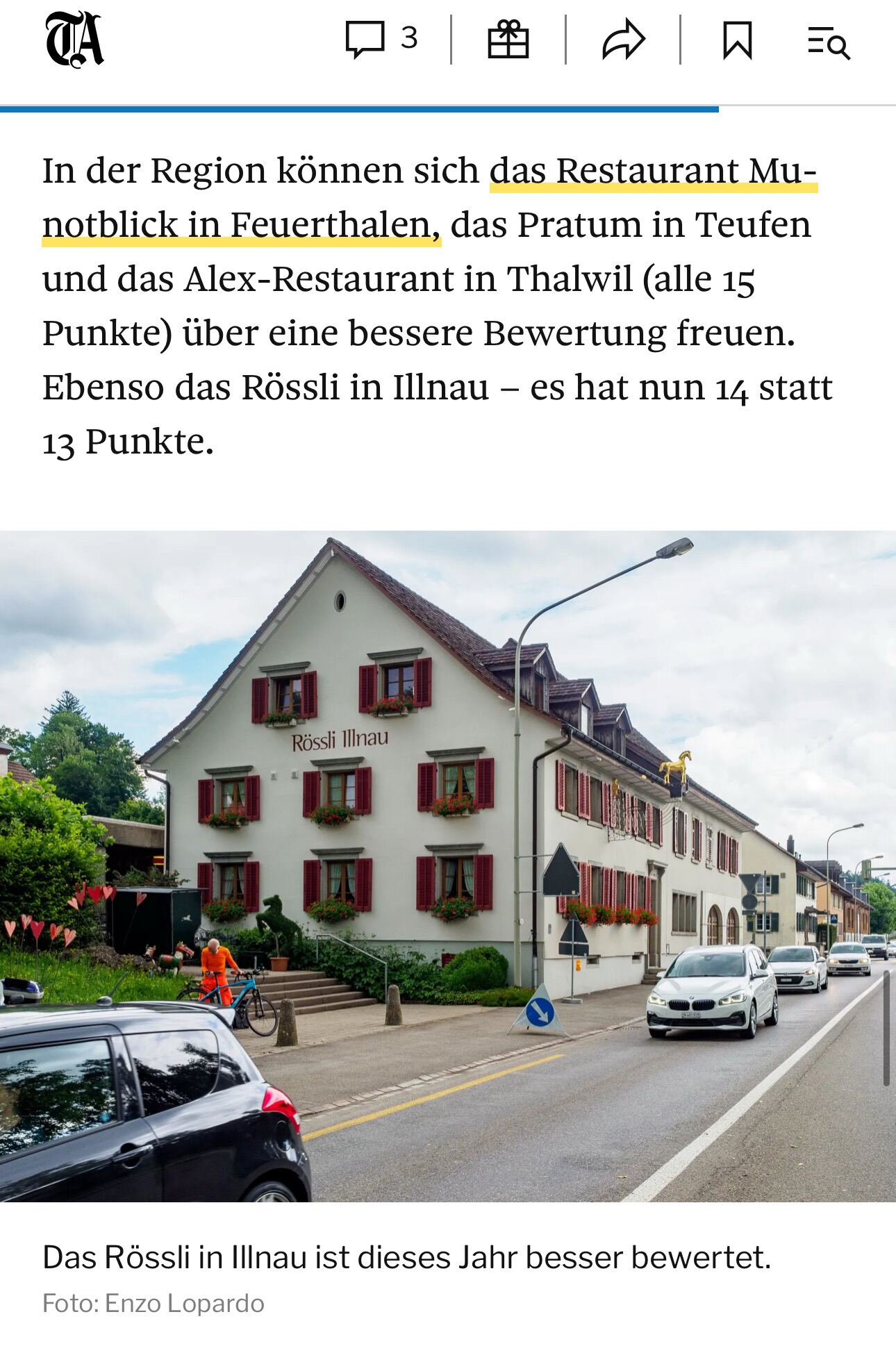 „Das sind die besten Restaurants im Kanton Zürich“